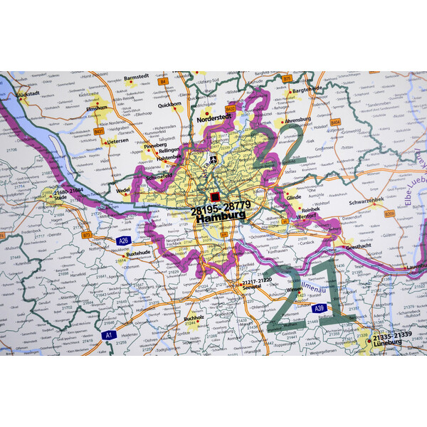 GeoMetro Regional-Karte Niedersachsen Postleitzahlen PLZ (100 x 110 cm)