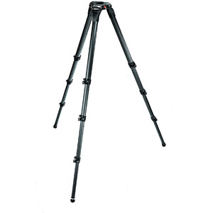 Manfrotto Trépied vidéo en carbone 536 MPRO monotube, 3 sections telescopiques avec demi sphère 75/100 mm pour mise à niveau