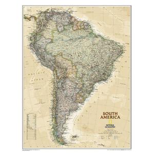 National Geographic Carte antique de l'Amérique du Sud