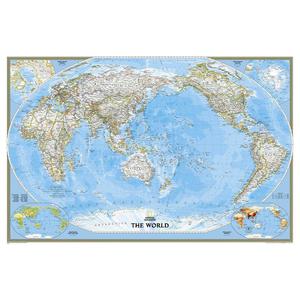 Mappemonde National Geographic pazifikzentriert (185 x 122 cm)