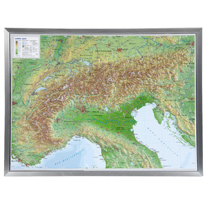 Georelief Regional-Karte Alpen (77 x 57 cm) 3D Reliefkarte mit Alu-Rahmen