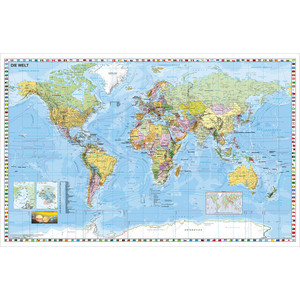 Mappemonde Stiefel Carte du monde - format géant - inscriptible et effaçable - extrêmement résistant - anglais