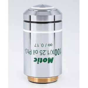 Objectif Motic 100X / 1.25, wd 0.15mm, CCIS, EC-H PLPH, e-plan, neg. phase, infinity, -S-Oil