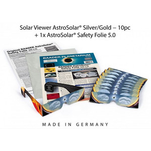 Baader Kit de filtres solaires : 10 paires de lunettes AstroSolar® Silver/Gold et 1 feuille AstroSolar