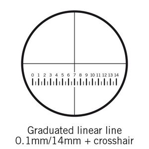 Motic Mikrometerstrichplatte Strichplatte Skala (14mm in 140 Teilen) und Fadenkreuz, (Ø25mm)