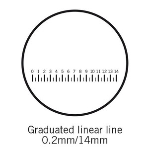 Motic Mikrometerstrichplatte Strichplatte Skala (14mm in 70 Teilen), (Ø25mm)