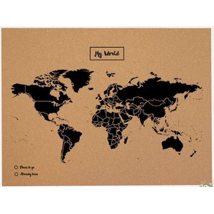 Miss Wood Weltkarte Woody Map Natural Cork XL black