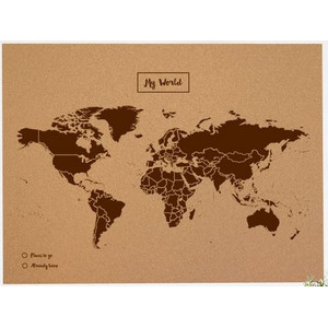 Mappemonde Miss Wood Woody Map Natural Cork XL brown