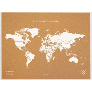 Miss Wood Weltkarte Woody Map Natural Cork XL white