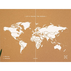 Miss Wood Weltkarte Woody Map Natural Cork XXL white