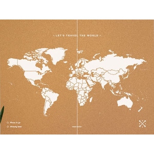Mappemonde Miss Wood Woody Map Natural Cork XXL white