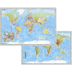 Stiefel Duo Schreibunterlage Weltkarte mit Ausschnitt Zentraleuropa/ Weltkarte physisch