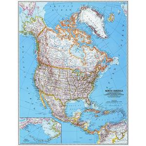 National Geographic Carte de continent Nord Amérique, politiquement