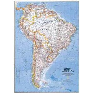 National Geographic Carte de continent sud Amérique, politiquement