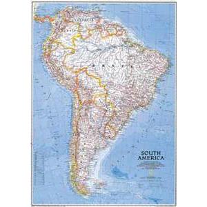 National Geographic Carte de continent sud Amérique, politiquement grandement