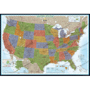 National Geographic Les USA décoratifs la carte politiquement, stratifie