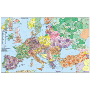 Carte des continents Stiefel Europe with Turkey Street and postcode map (multilingual)