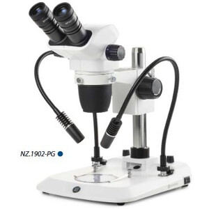 Microscope stéréo zoom Euromex NZ.1702-PG, 6.5-55x, Säule, 2 Schwanenhälse, Durchlicht, bino