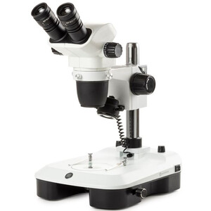 Microscope stéréo zoom Euromex NZ.1702-M, 6.5-55x, Colonne, Lumière incidente et transmise, bino, Miroirs pour fond noir, Embryologie