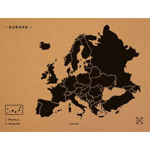 Miss Wood Kontinent-Karte Woody Map Europa schwarz 90x60cm