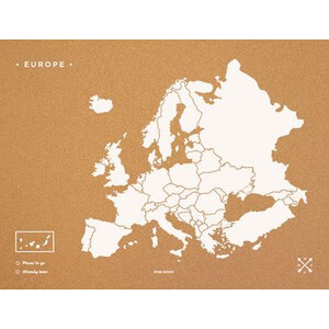 Carte des continents Miss Wood Woody Map Europa weiß 60x45cm