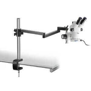 Kern Zoom-Stereomikroskop OZM 953, trino, 7-45x, HSWF 10x23 mm, Gelenkarm-Stativ Tischklemme, Ringlicht LED, 4,5W