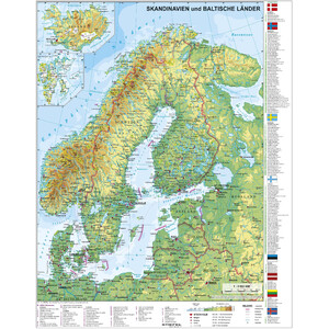 Stiefel Landkarte Skandinavien und Baltikum physisch (67 x 86 cm)