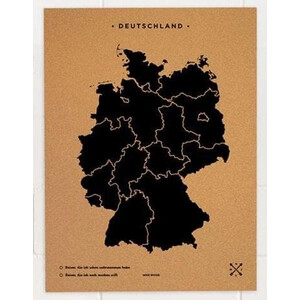 Carte géographique Miss Wood Woody Map Countries Deutschland Cork XL black (90 x 60 cm)
