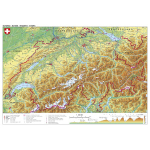 Carte géographique Stiefel Schweiz physisch (98x68)