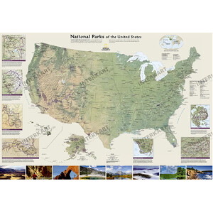 Carte géographique National Geographic US National Parks (106 x 76 cm)