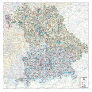 Kastanea Regional-Karte Postleitzahlenkarte Bayern (110 x 112 cm)