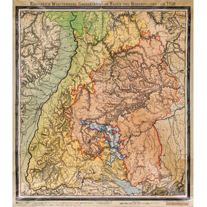 Kastanea Regional-Karte Historische Baden-Württembergkarte von 1910 (85 x 96 cm)