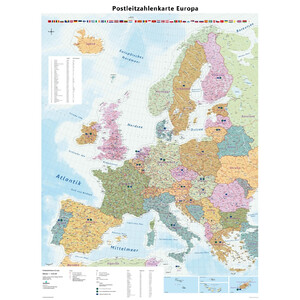 GeoMetro Kontinentkarte Europa Postleitzahlen (90 x 123 cm)