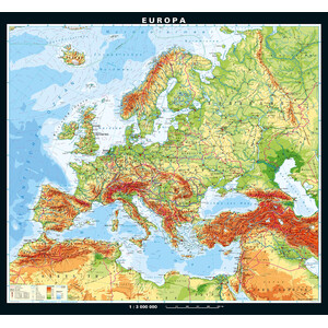 PONS Kontinentkarte Europa physisch (208 x 189 cm)