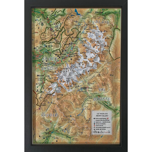 Carte régionale 3Dmap Le tour du Mont Blanc (19,5 cm x 29,5 cm)
