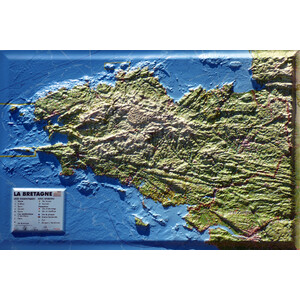 3Dmap Carte en relief de la Bretagne (61 cm x 41 cm)