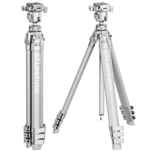 Leofoto Carbon-Dreibeinstativ AZ-204C+LH-30R Azure Full Silver