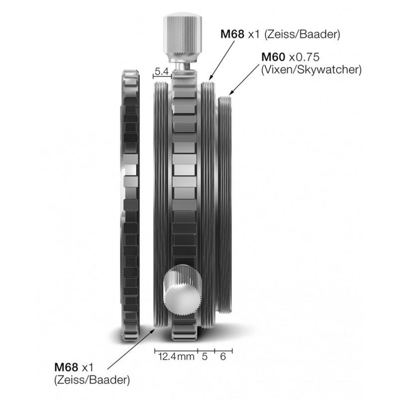 Baader Adaptateur pour projection par oculaire M68/2"/M68 et coulant 2"