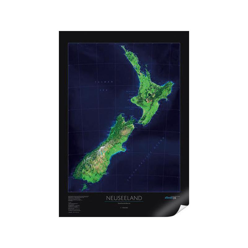 Carte géographique albedo 39 Nouvelle-Zélande