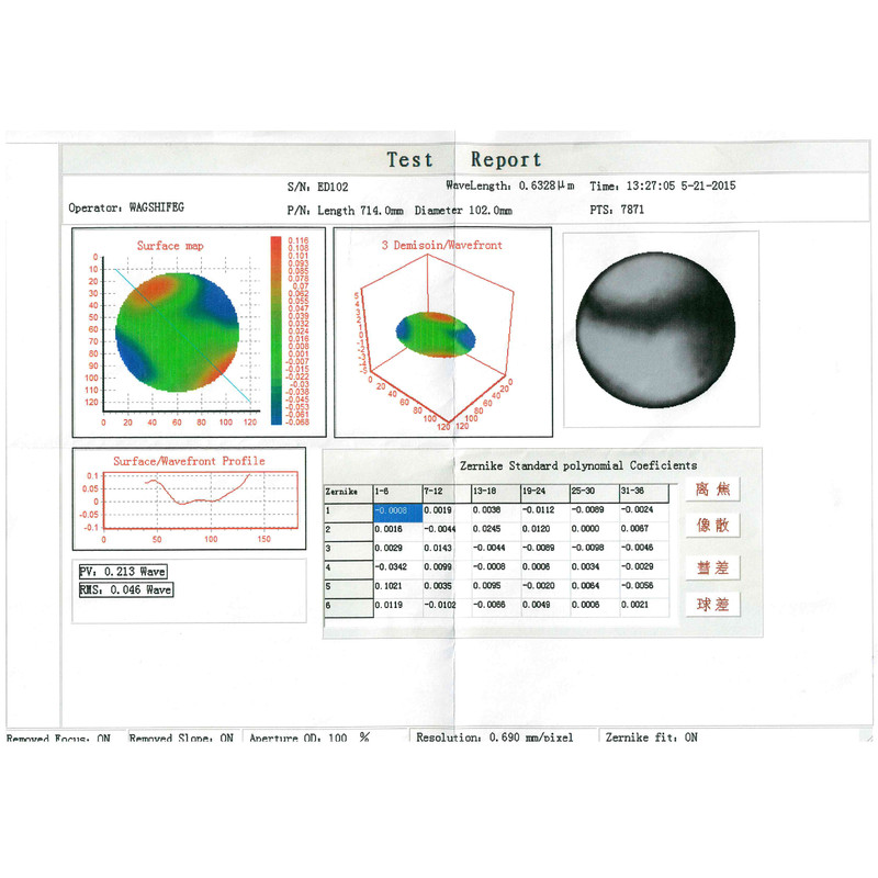 Lunette apochromatique Omegon Pro APO AP 102/714 ED Triplet OTA