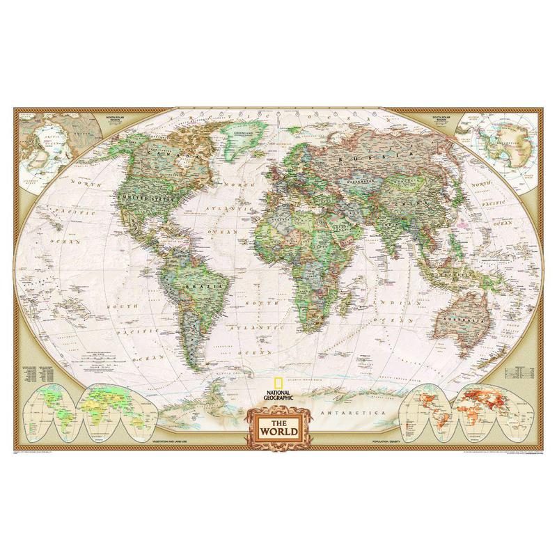 National Geographic Mappemonde politique Antique , très grand format