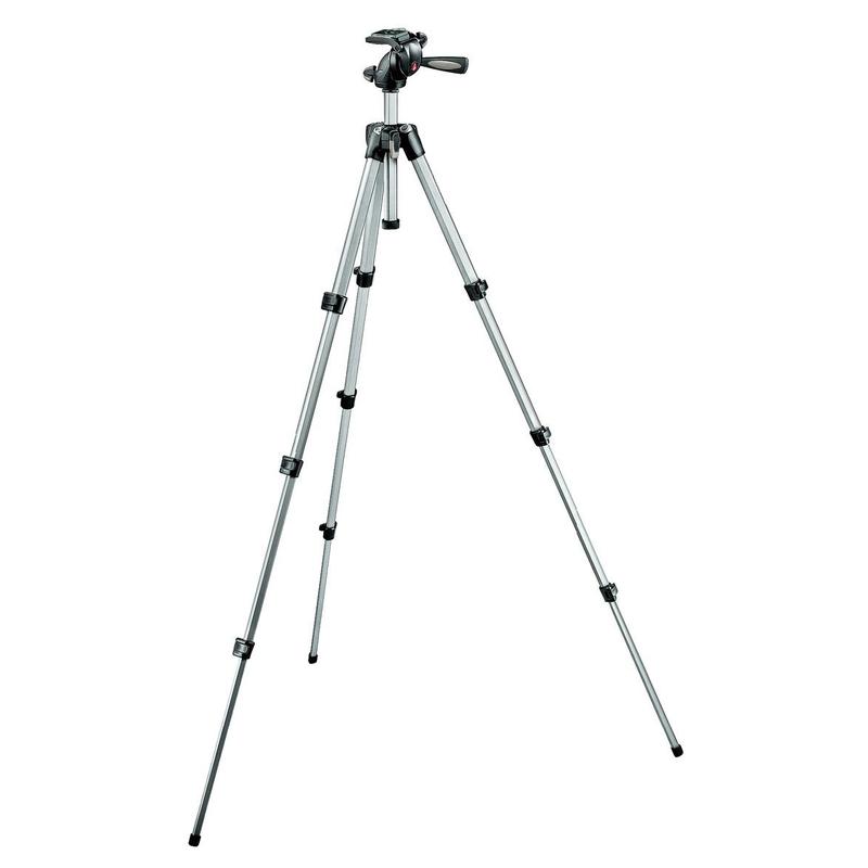 Manfrotto Aluminium-Dreibeinstativ 394-H Stativkit Foto-Video Maxi m. integeriertem 3-Wege Neiger