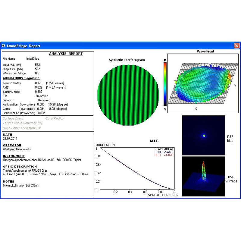 Lunette apochromatique Omegon Pro APO AP 150/1000 ED Triplet Carbon OTA + Field Flattener