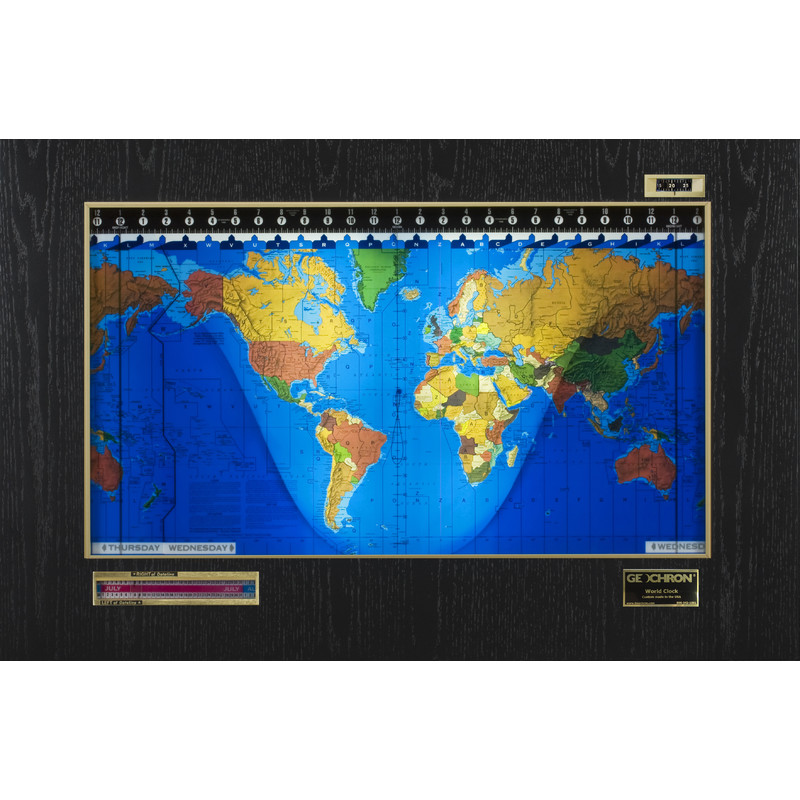 Geochron Modèle "Original Kilburg", finition placage chêne noir avec moulures couleur or