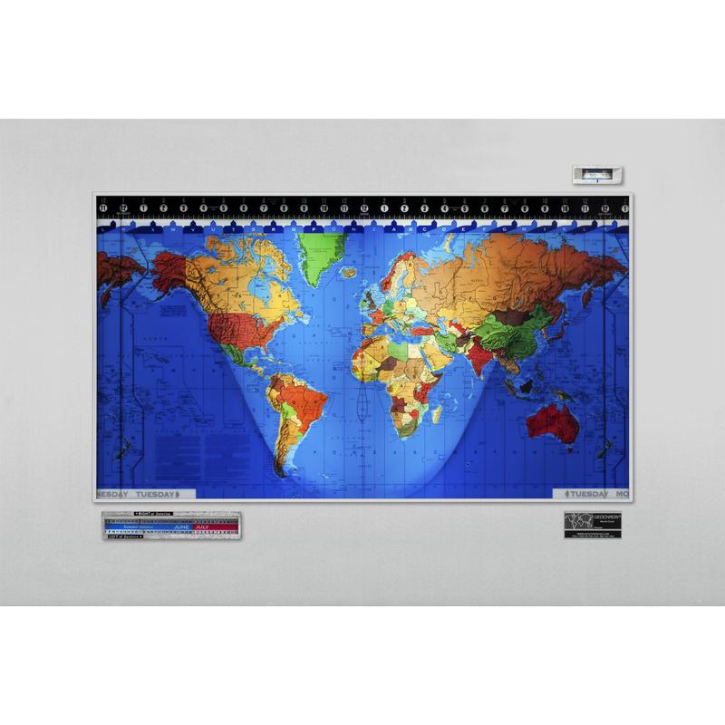 Geochron Original Kilburg in satin eloxierter Aluminiumausführung und silberfarbenen Zierleisten