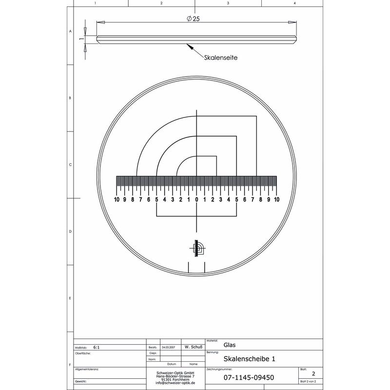 Schweizer Echelle 1 pour loupe de mesure Tech-Line