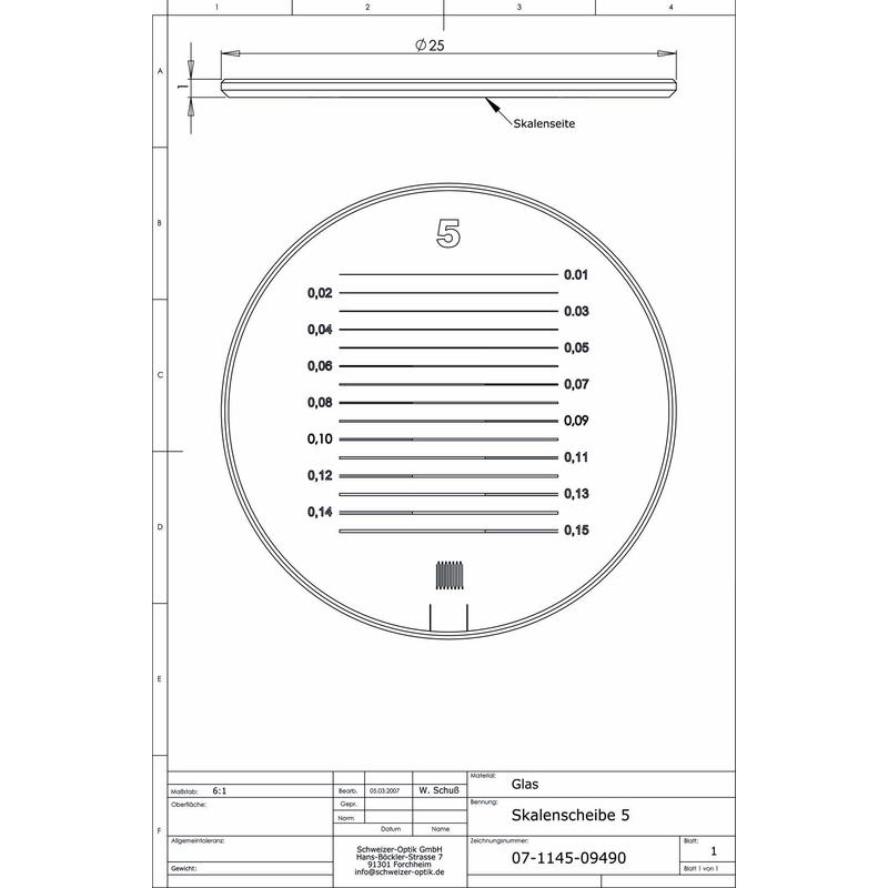 Schweizer Echelle 5 pour loupe de mesure Tech-Line