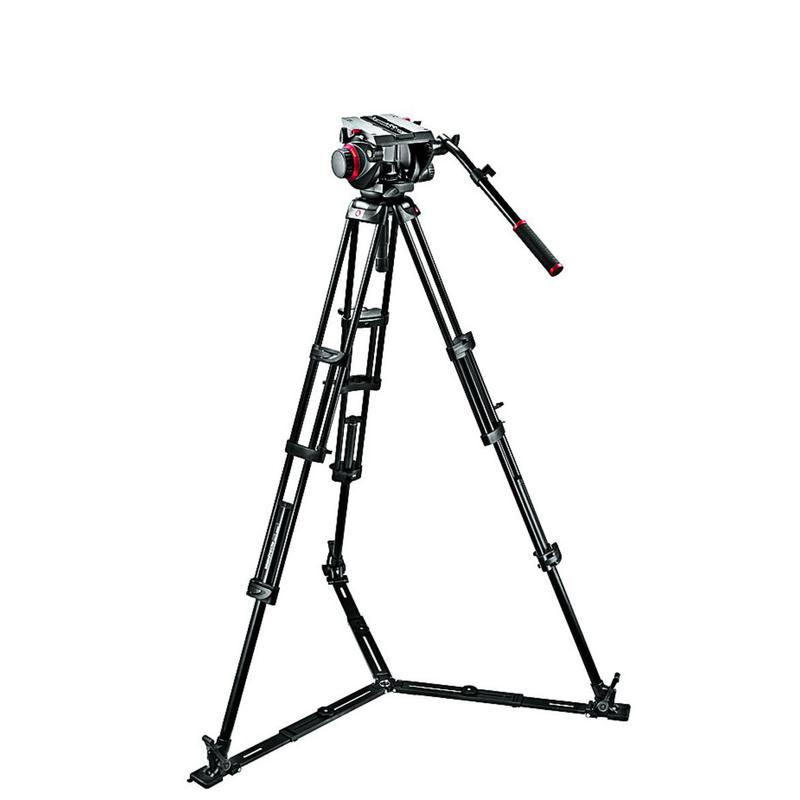 Manfrotto Kit trépied double tubes en aluminium et entretoise inférieure 545GBK, avec tête panoramique Pro Fluid Video-Neiger 509HD