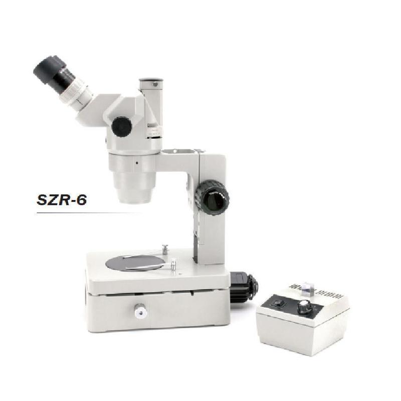 Optika Microscope stéréo zoom trinoculaire SZR-6, pied éclairé, 1 éclairage
