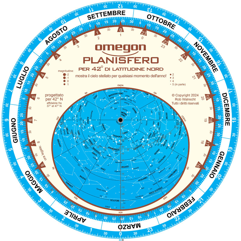 Omegon Carte du ciel 42° Nord Planisfero